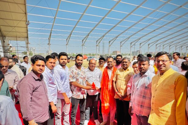 पवित्र गंगा जल से भूमि पूजन